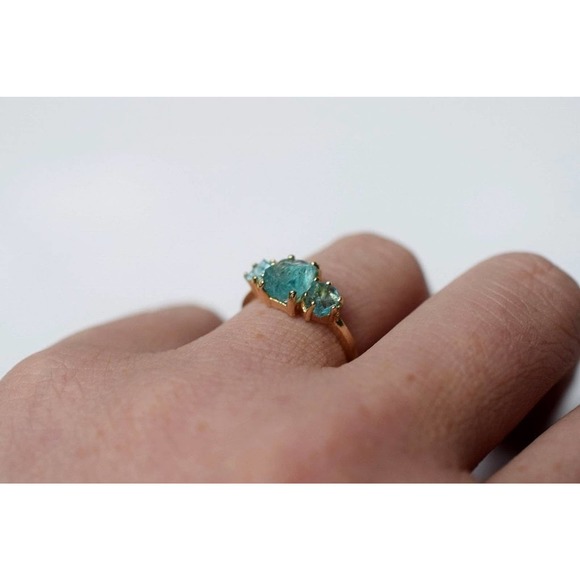 Aquamarine ring natural aquamarine raw stone ring size 3 4 5 6 7 8 9 10 … - Picture 5 of 7